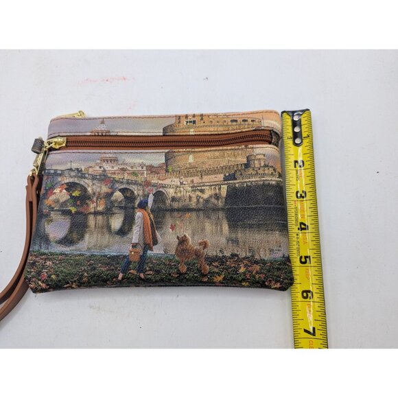 Y Not? Womens European Scenic Wristlet Wallet Print & Gold Zipper Accents - Picture 4 of 11